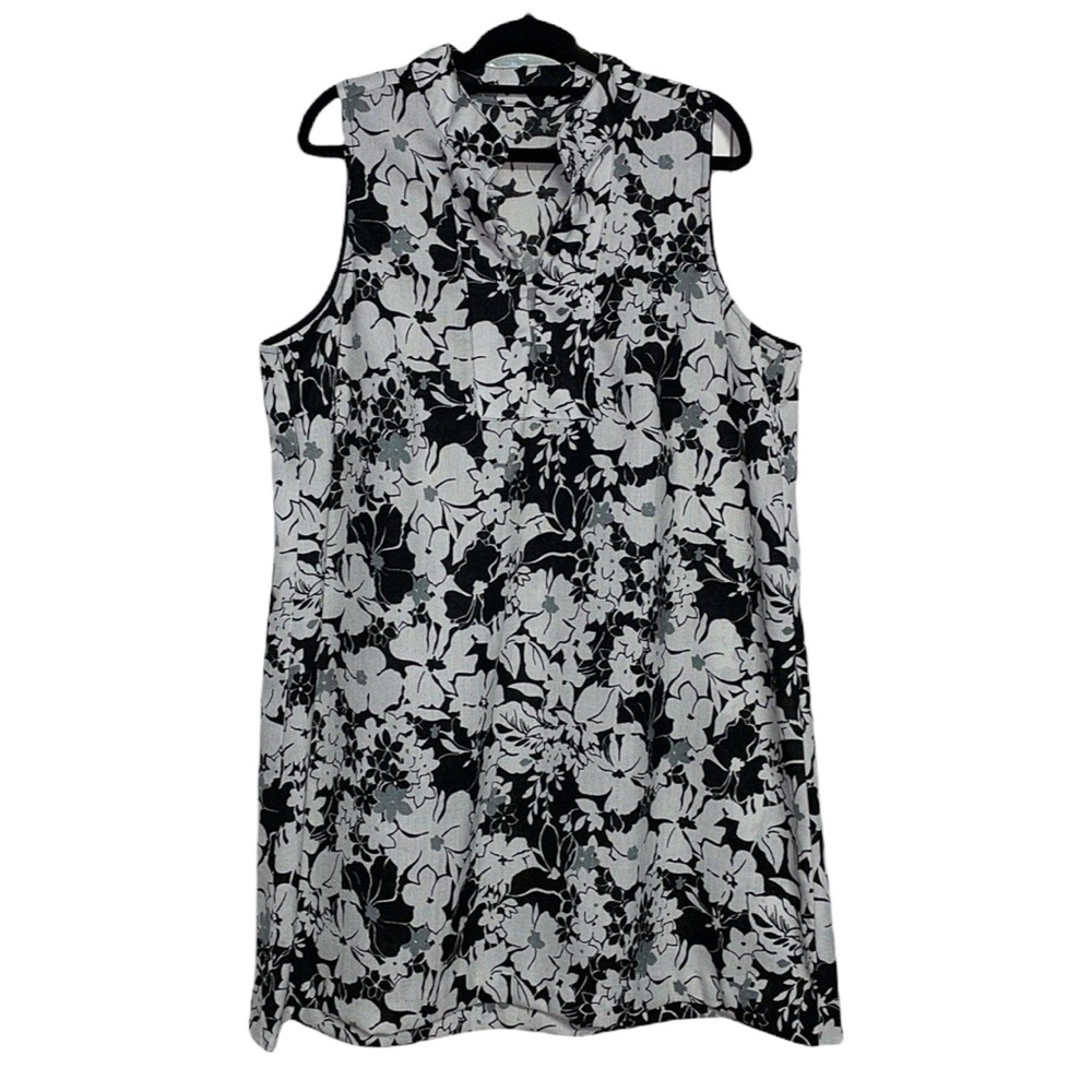 Floral Black & White Dress - Please Review Measurements